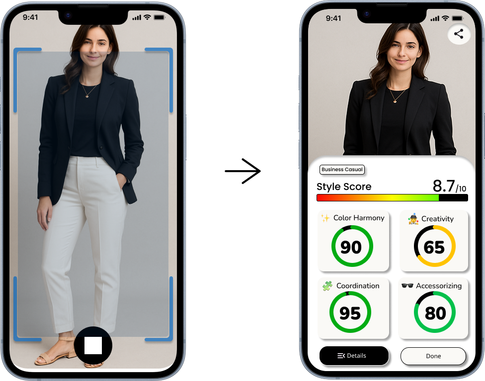 Attire AI App Screenshot - Fashion Style Analysis
